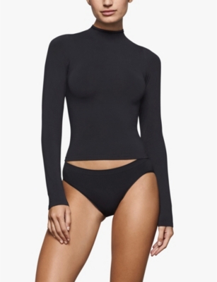 Skims Womens Eclipse Smoothing Mid-rise Stretch-woven Briefs In Black