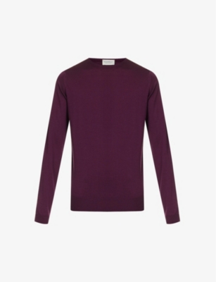 John Smedley Lundy Crewneck Wool Jumper In Damson