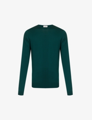 John Smedley Mens Pine Lundy Crewneck Wool Jumper