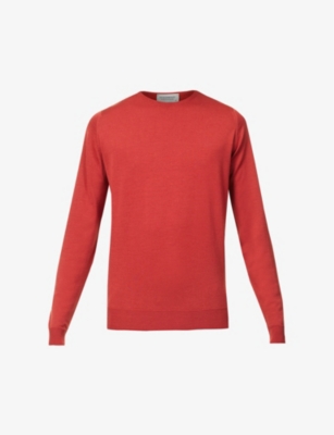 John Smedley Lundy Crewneck Wool Jumper In Redwood