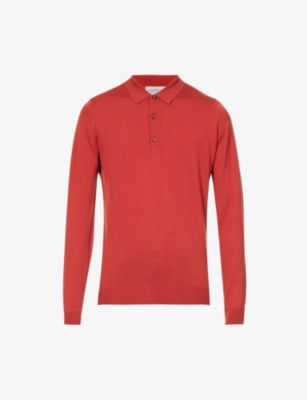 JOHN SMEDLEY: Collared merino wool-knit polo shirt