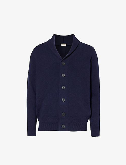 JOHN SMEDLEY: Shawl-lapel relaxed-fit cashmere and wool-blend cardigan