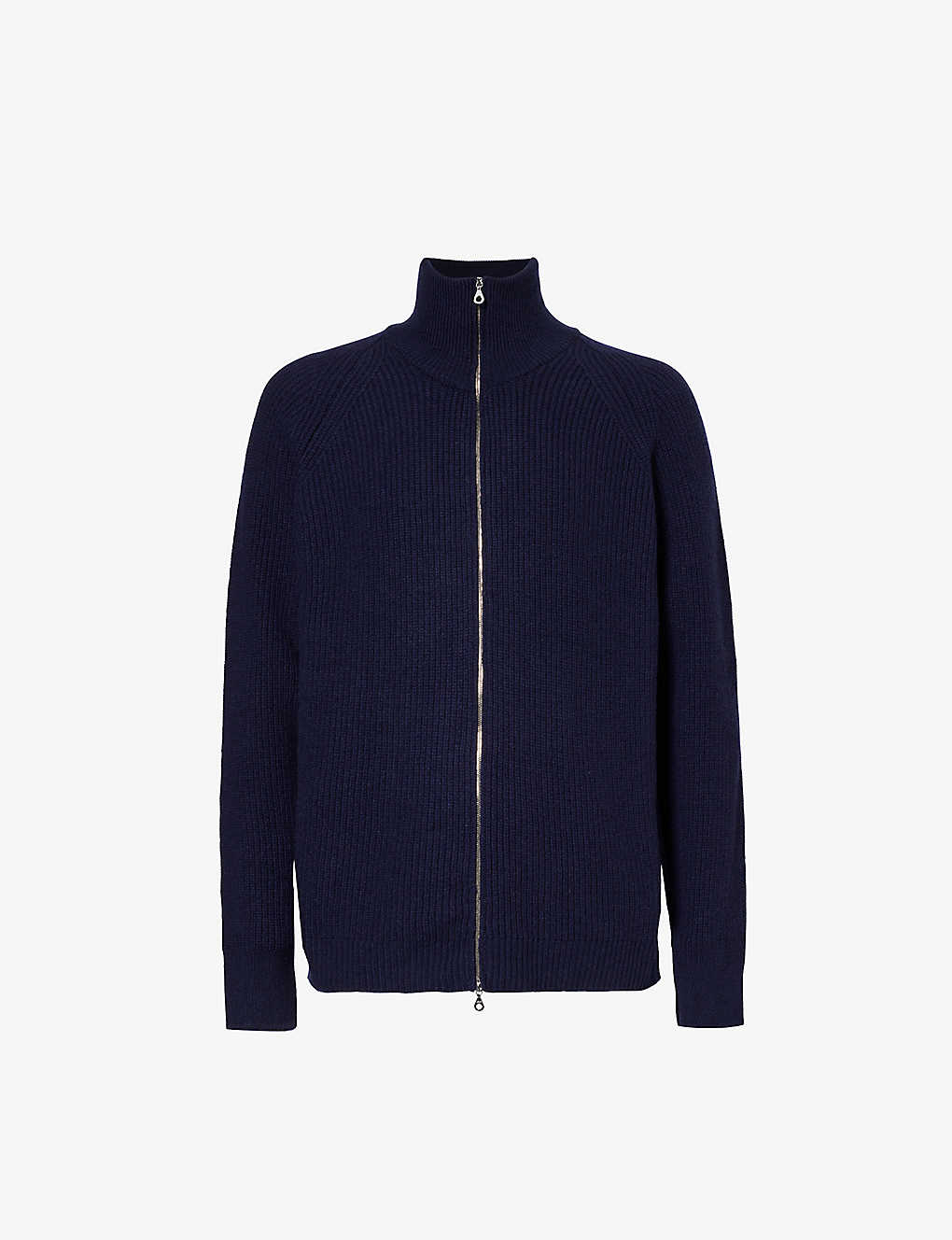 John Smedley Mens Midnight High-neck Zipped Recycled-cashmere And Wool Jacket