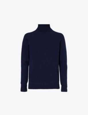 John Smedley Mens Midnight Turtleneck Regular-fit Recycled-cashmere And Wool Jumper In Blue