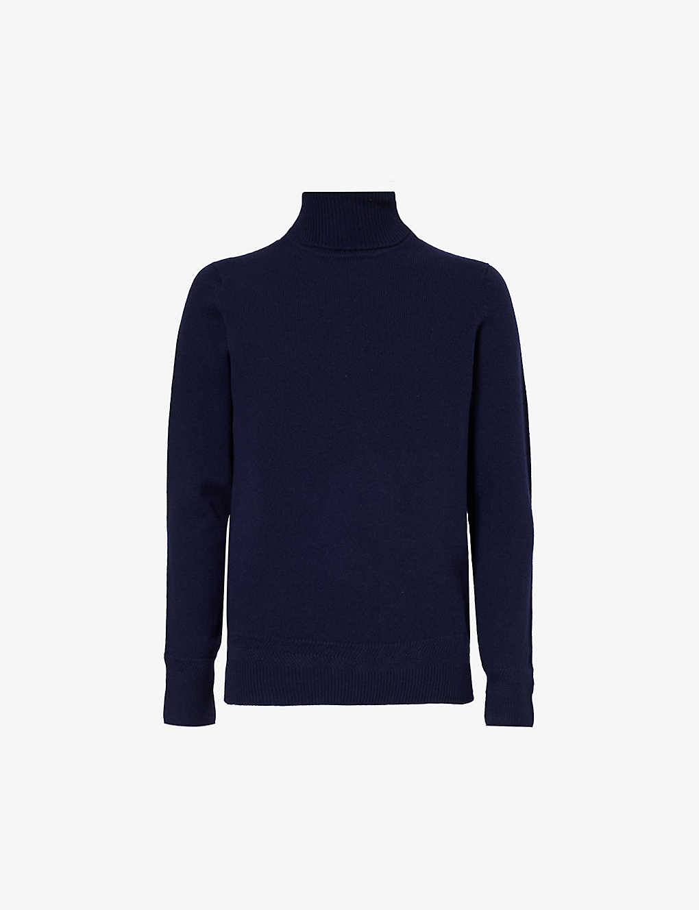 John Smedley Mens Midnight Turtleneck Regular-fit Recycled-cashmere And Wool Jumper In Blue