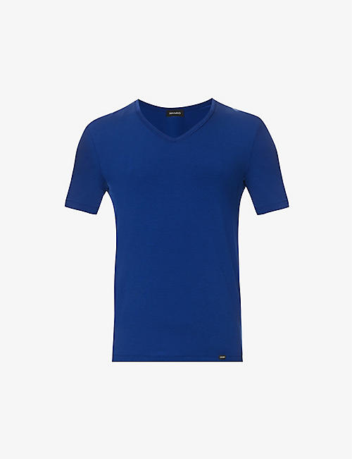 HANRO: V-neck regular-fit stretch-woven T-shirt