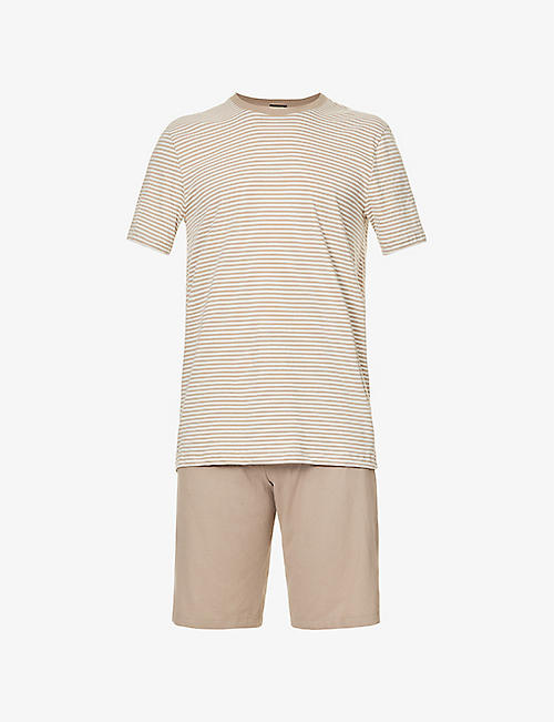 HANRO: Striped cotton-jersey pyjama set