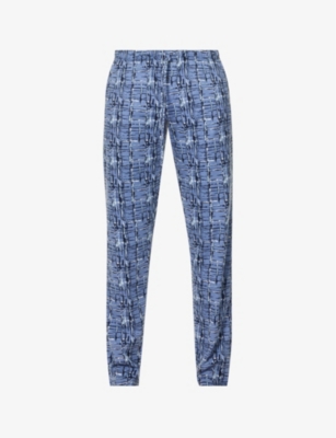 Hanro Checked Mid-rise Cotton-jersey Trousers In Liquid Check