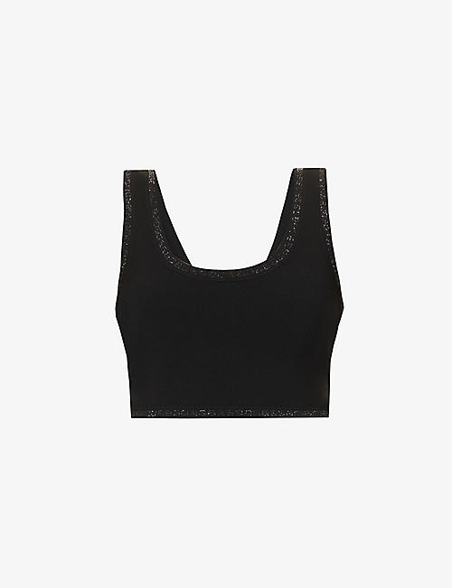ALEXANDER WANG: Crystal-embellished cropped stretch-woven top