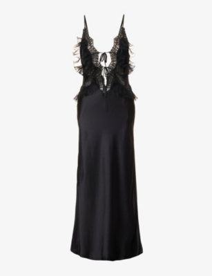 ALEXANDER WANG - V-neck lace-trim silk midi dress