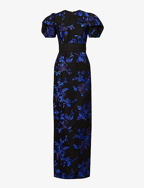 ERDEM: Floral-print puffed-shoulder cotton maxi dress