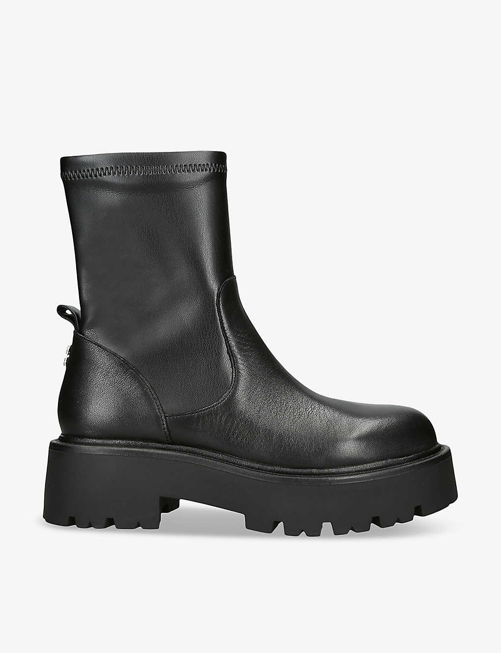 Carvela Womens Black Stride Sock-panel Leather Ankle Boots