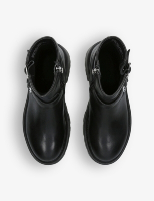 Shop Carvela Women's Black Stride Buckle-embellished Leather Ankle Boots