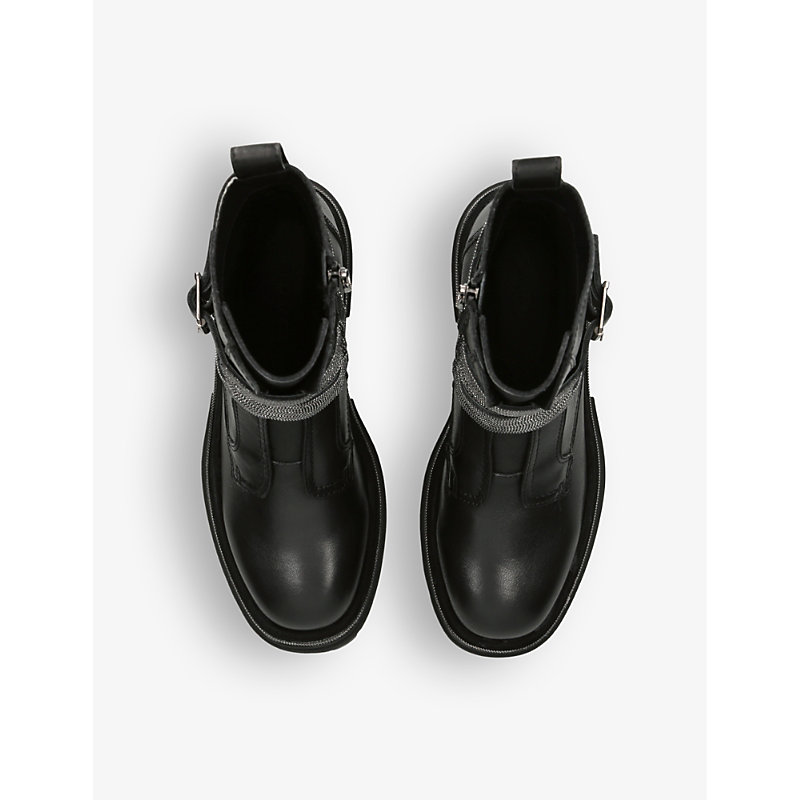 Shop Carvela Emblaze Buckle-embellished Leather Ankle Boots In Black