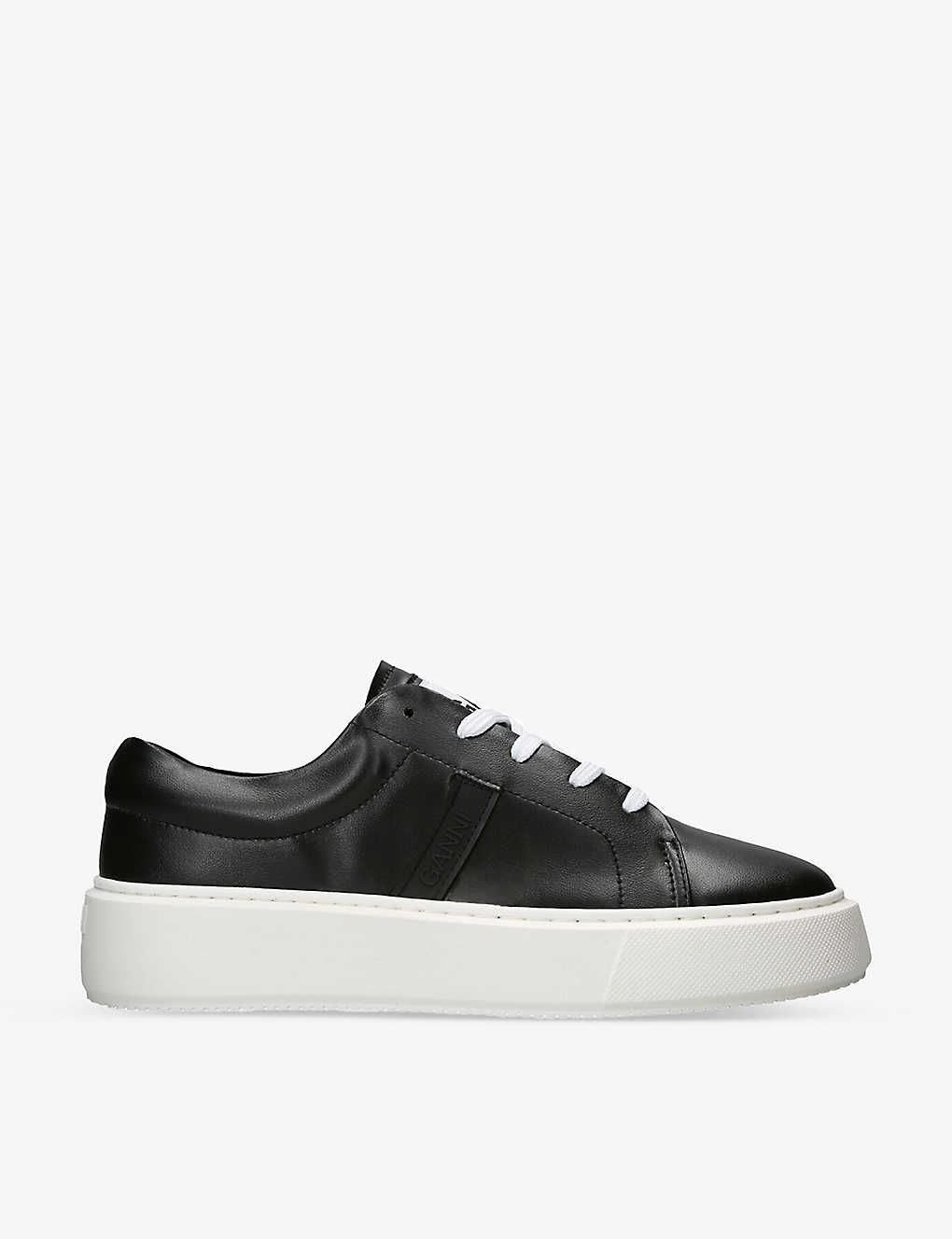 GANNI GANNI WOMEN'S BLACK SPORTY MIX LOGO-EMBOSSED FAUX-LEATHER LOW-TOP TRAINERS,67371601