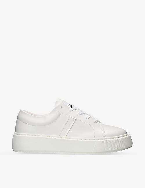 GANNI: Sporty Mix logo-embossed faux-leather low-top trainers