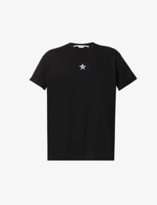 Stella Mccartney Embroidered Star Detail Cotton T-shirt In Black