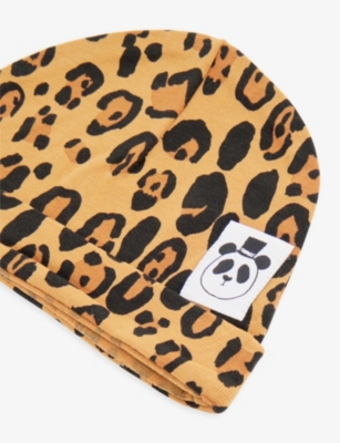 MINI RODINI: Basic leopard-print brand-patch stretch-lyocell beanie 0-4 months