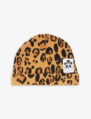 MINI RODINI: Basic leopard-print brand-patch stretch-lyocell beanie 0-4 months