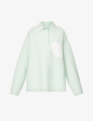 Shang Xia Womens Mint Spread-collar Contrast-patch Stretch-wool Blend Shirt In Mint