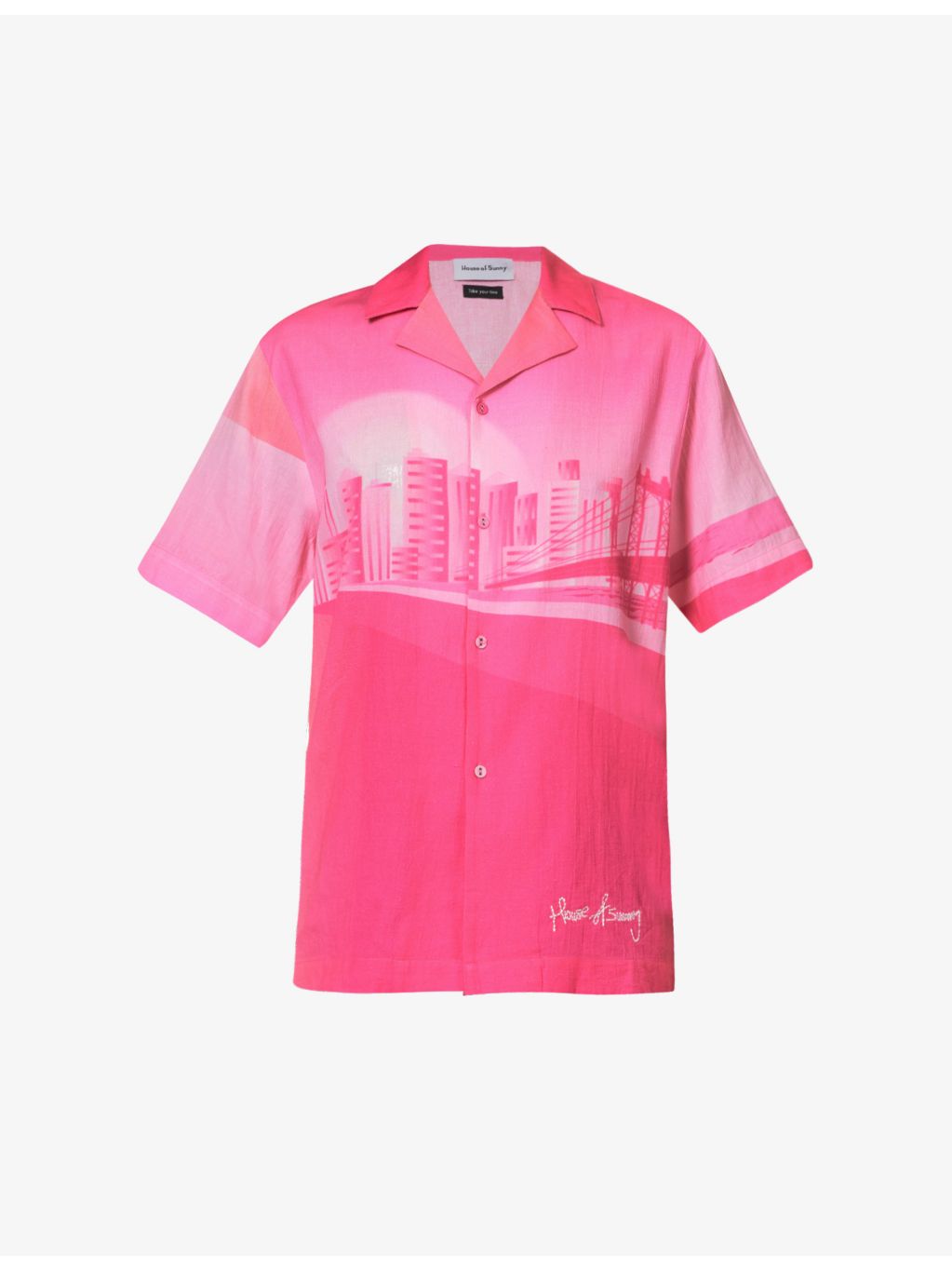 HOUSE OF SUNNY - The Rose Tint Shirt graphic-print regular-fit cotton and linen-blend shirt