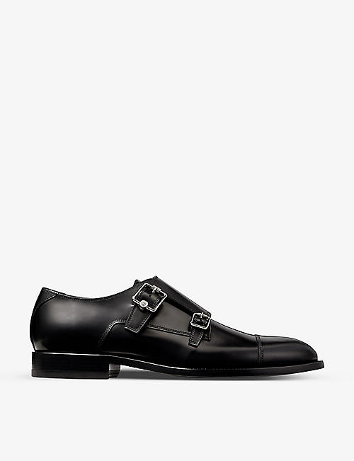 JIMMY CHOO: Finnion double-strap leather monk shoes