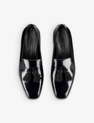 Shop Jimmy Choo Women's Black Foxley Tassel Patent-leather Loafers