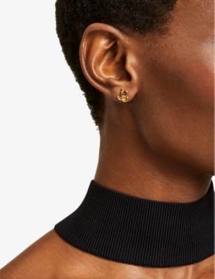 Jimmy Choo Womens Jc Logo-embellished Gold-toned Brass Stud Earrings In Gold