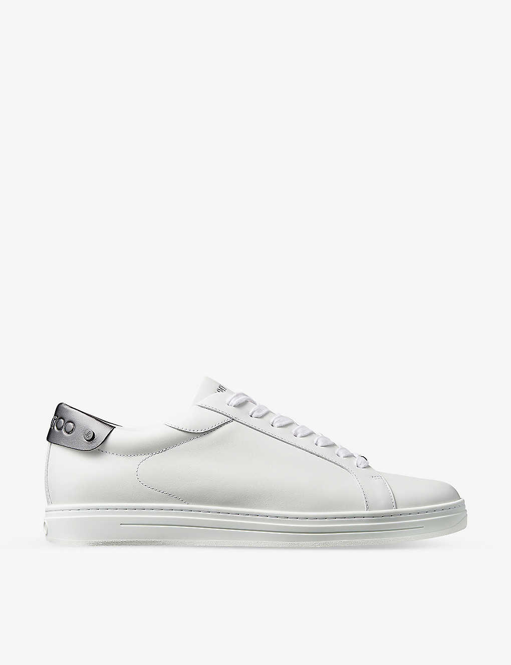 Jimmy Choo Rome Brand-plaque Leather Low-top Trainers In V White/gunmetal