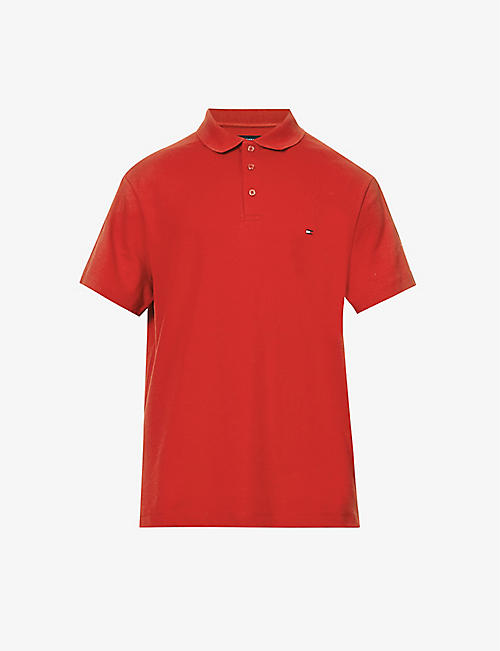 TOMMY HILFIGER: Logo-embroidered short-sleeved cotton-jersey polo shirt