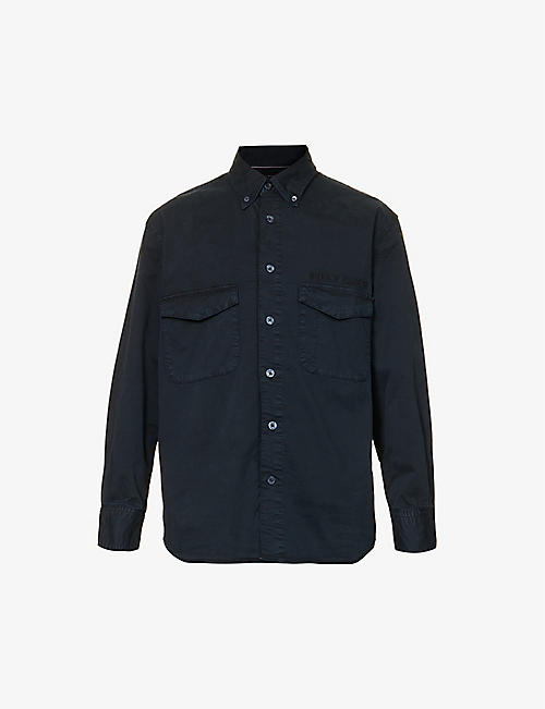 TOMMY HILFIGER: Brand-embroidered relaxed-fit stretch-cotton overshirt