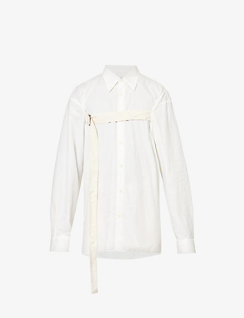 DRIES VAN NOTEN: Strap-embellished relaxed-fit cotton shirt