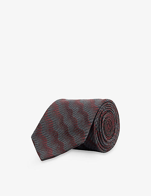DRIES VAN NOTEN: Graphic-pattern silk and cotton-blend tie