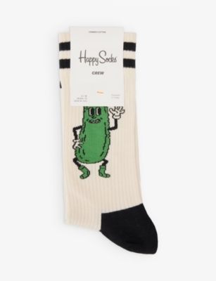 Happy Socks Mens Beige Pickles Stretch Cotton-blend Socks