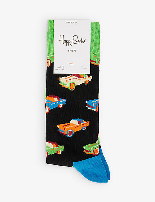 HAPPY SOCKS: Car stretch cotton-blend socks