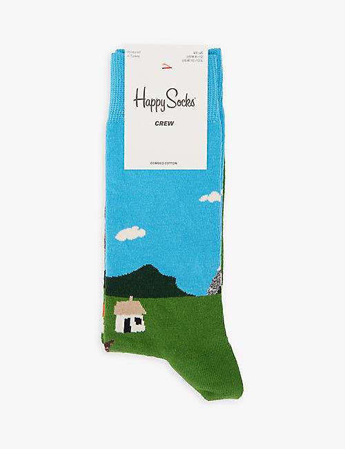HAPPY SOCKS: Little House stretch cotton-blend socks