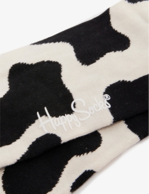 Shop Happy Socks Men's Black Cow Stretch Cotton-blend Socks
