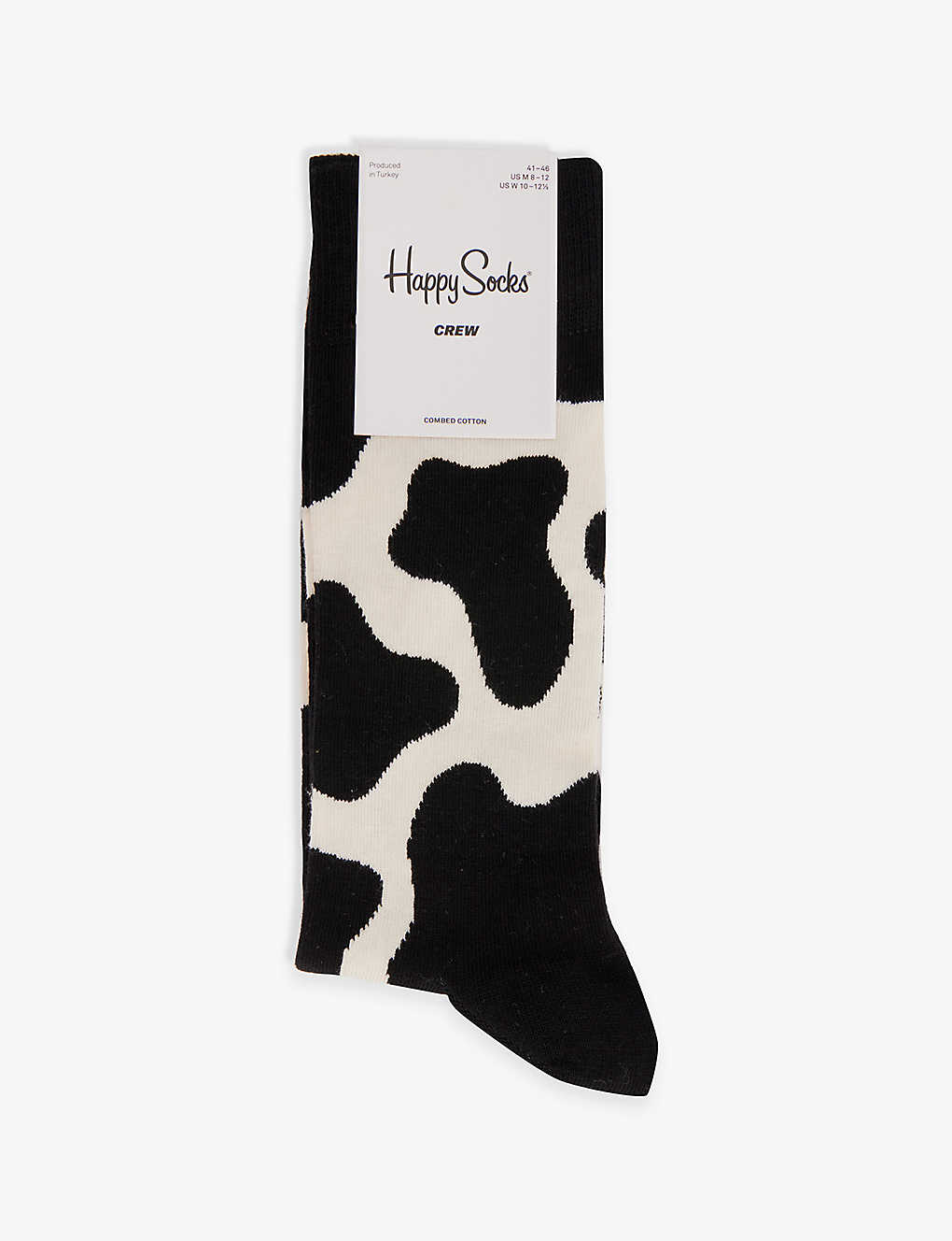 Happy Socks Mens Black Cow Stretch Cotton-blend Socks