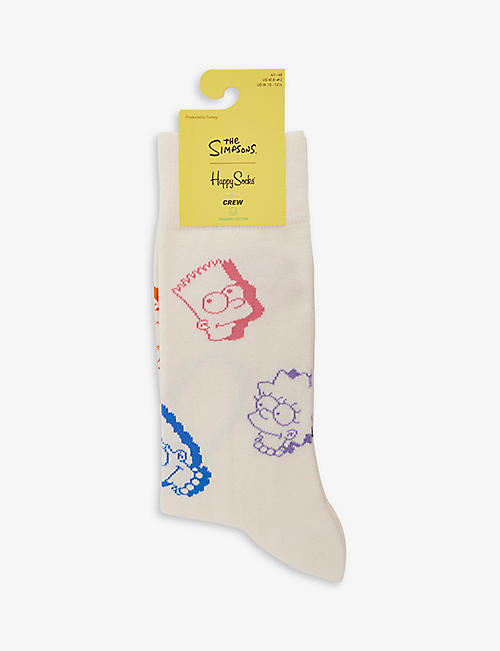 HAPPY SOCKS：x The Simpsons Family Faces 弹力棉混纺袜子