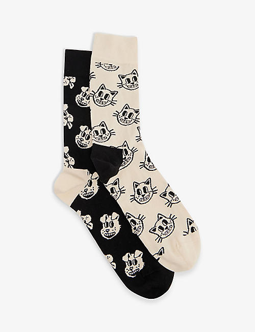 HAPPY SOCKS: Happy Socks x The Simpsons pack of two stretch-organic-cotton-blend socks