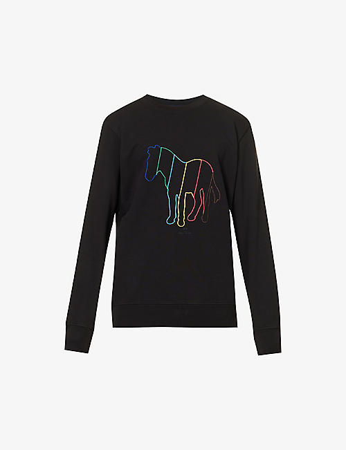 PS BY PAUL SMITH: Zebra brand-embroidered relaxed-fit organic cotton-jersey sweatshirt