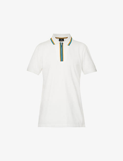 PS BY PAUL SMITH: Regular-fit strip-trim stretch-organic cotton polo shirt