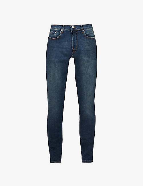 PS BY PAUL SMITH: Branded-hardware faded-wash regular fit recycled-polyester and organic denim-blend jeans