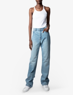 Shop Zadig & Voltaire Zadig&voltaire Women's Light Blue Evy Flared-leg Mid-rise Denim Jeans