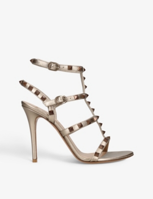 VALENTINO GARAVANI: Rockstud 105 metallic leather heeled sandals