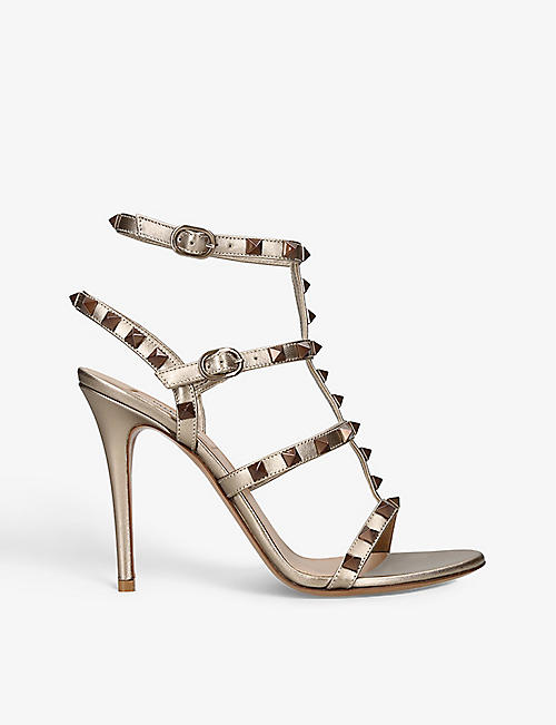 VALENTINO GARAVANI: Rockstud 105 metallic leather heeled sandals