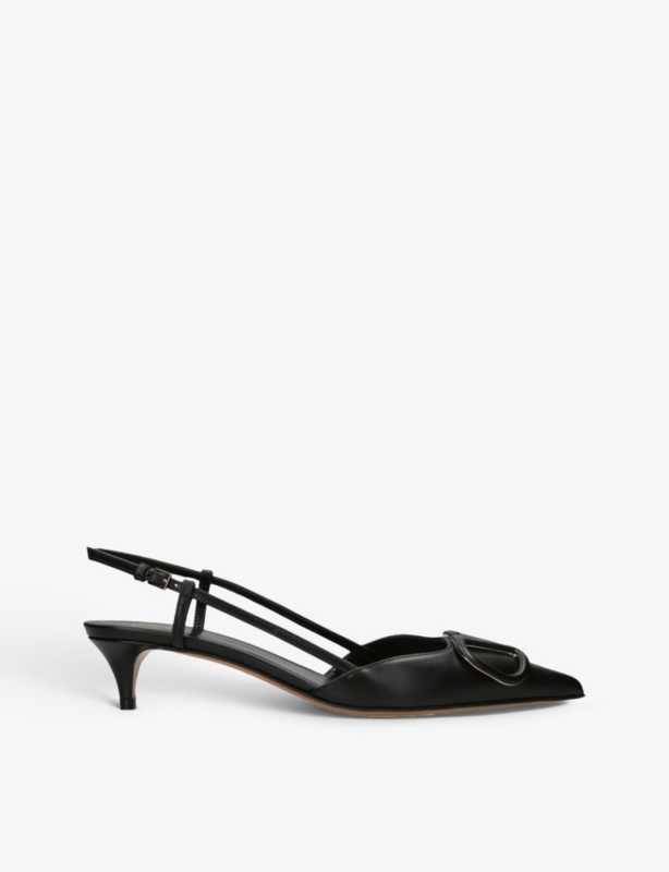 VLOGO 40 pointed-toe leather slingback courts