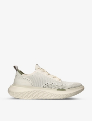 COLE HAAN COLE HAAN MENS WHITE/OTH ZERØGRAND WORK FROM ANYWHERE STITCHLITE CHUNKY-SOLED KNITTED LOW-TOP TRAINE,67399759