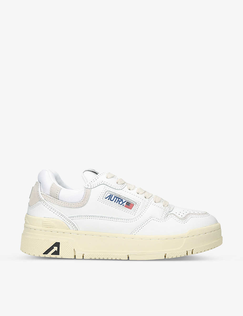 Shop Autry Clc Brand-embroidered Leather Low-top Trainers In White