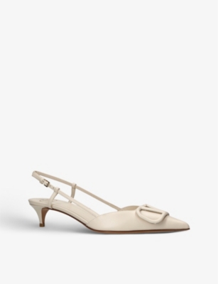 VALENTINO GARAVANI - VLOGO 40 pointed-toe leather slingback courts